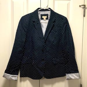 J. Crew Navy & White polka dot blazer Size 10